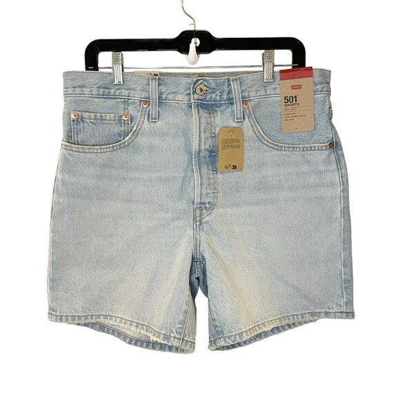 Levi's Women's 31 Light Wash Mid‎ Thigh 501 High Rise Denim Shorts Button Fly - Picture 1 of 8